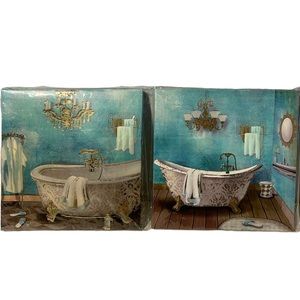Special Moments Matching Set of 2 Bathroom Scene Canvas Wall Art